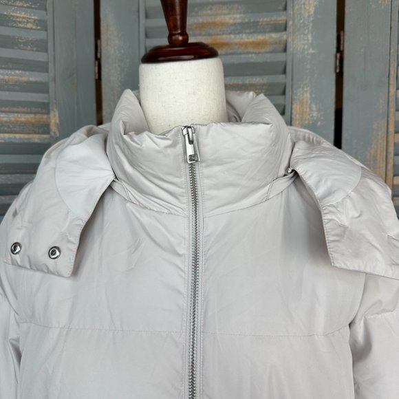 COS Hooded Recycled Down Puffer Coat Sz L Cream NWOT - Picture 3 of 16